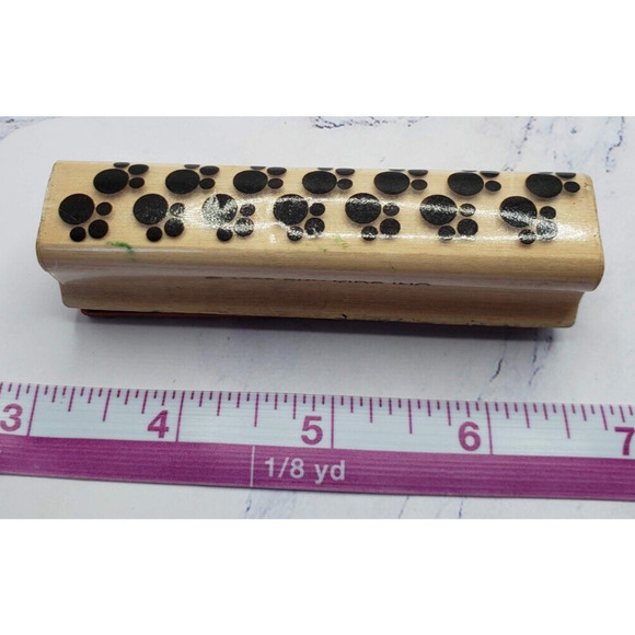 Lot of 5 Wood Mounted Rubber Stamps Dogs Bears and Flowers - Picture 15 of 16